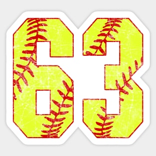 Fastpitch Softball Number 63 #63 Softball Shirt Jersey Uniform Favorite Player Biggest Fan Sticker